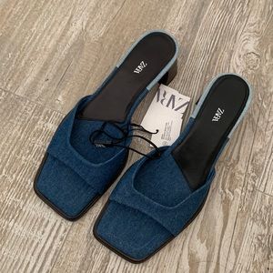 Zara Denim Kitten Heels
